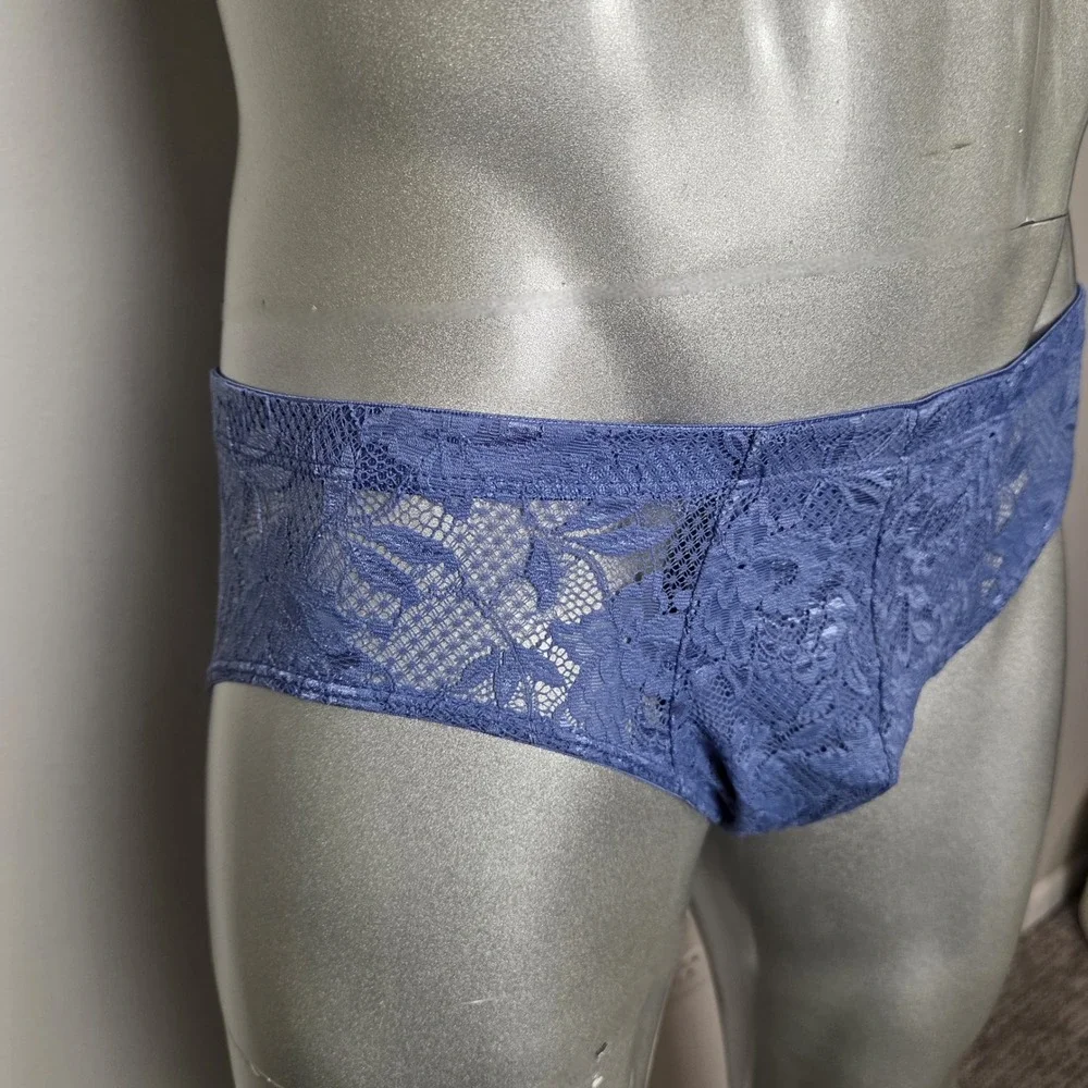 Cosabella Mens Never Say Never Lace Briefs Blue Low Rise‎ Italian Floral Lace M